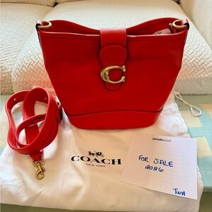 Coach Tali Leather Bucket
Bag Red Orange